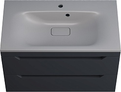 Style Line Тумба с кварцевой раковиной серый шелк Остин 80 подвесная графит – фотография-1